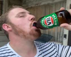 Damian Young consuming alcohol